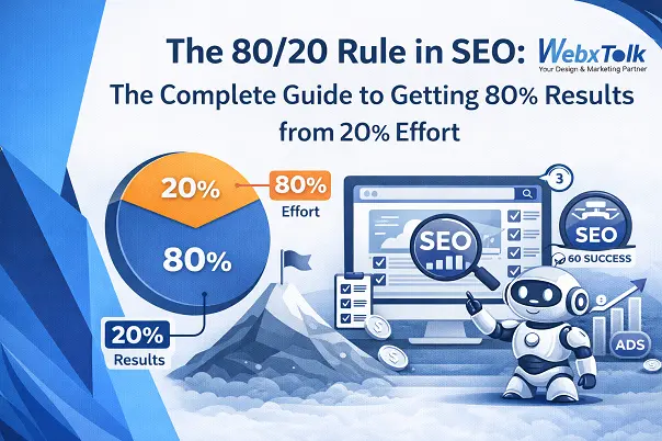 Webxtalk new blog banner and the topic is "the 80/20 rule in seo"