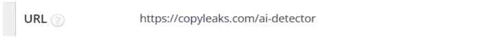 showing the URL of the Copyleaks AI detector