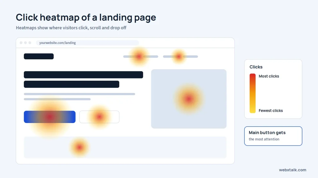 Heatmap showing where visitors click on a page