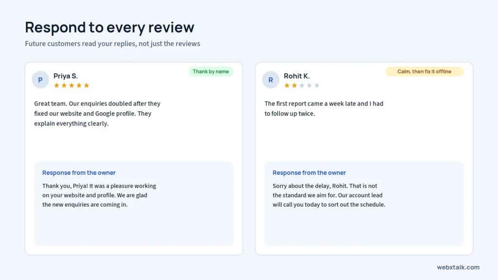 Responding to customer reviews on Google